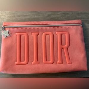 Dior Coral Pink Logo Pouch